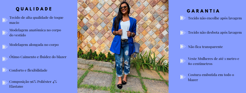 Blazer Feminino Alongado Azul