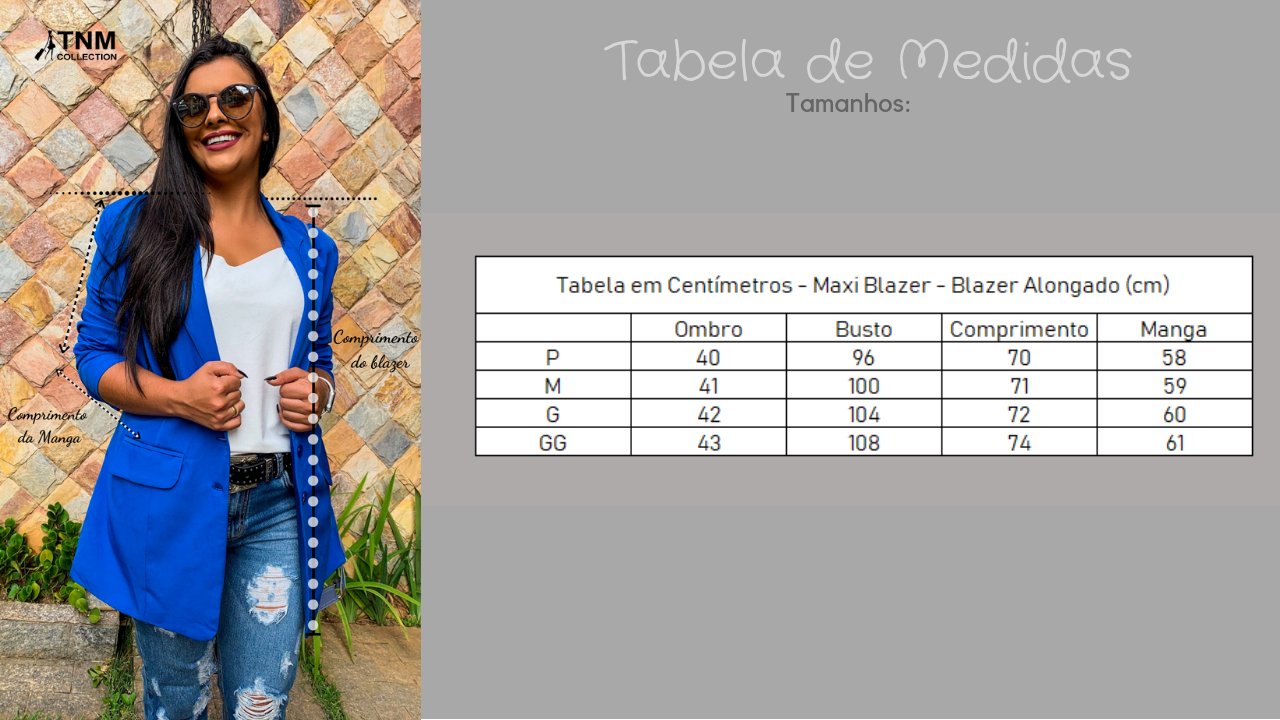 Blazer Feminino Alongado Azul