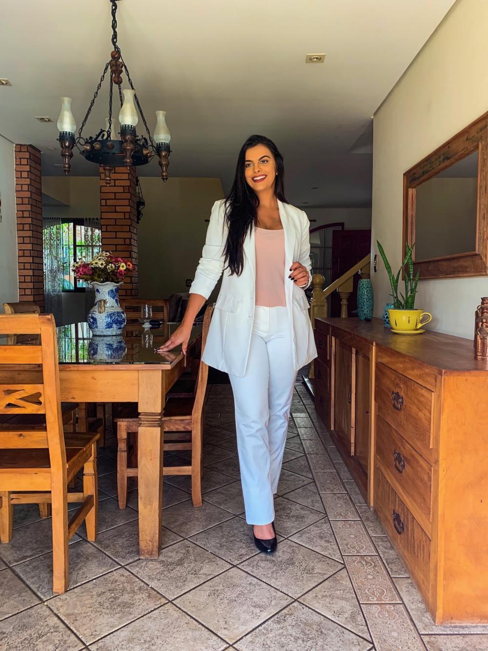 Blazer Feminino Alongado Branco