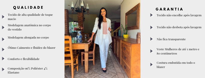 Blazer Feminino Alongado Branco