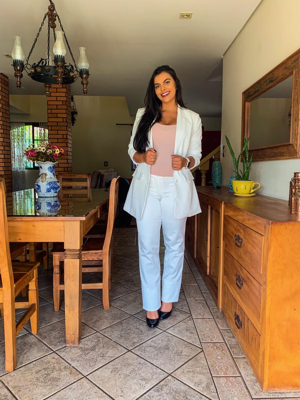 Blazer Feminino Alongado Branco