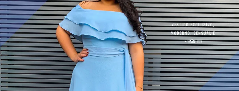 Vestido Madrinha de Casamento Azul Bebê Plus Size Honeymoon