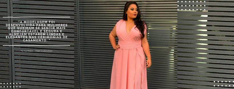 Vestido Longo  Madrinha da Casamento Rosa  Plus Size Alice Fan