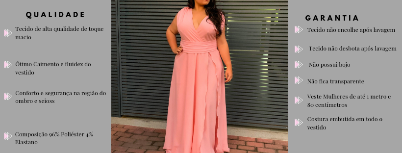 Vestido Longo  Madrinha da Casamento Rosa  Plus Size Alice Fan