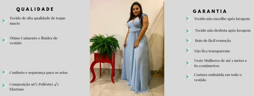 Vestido Longo Madrinha de Casamento Azul bebê Plus size Alice Fan