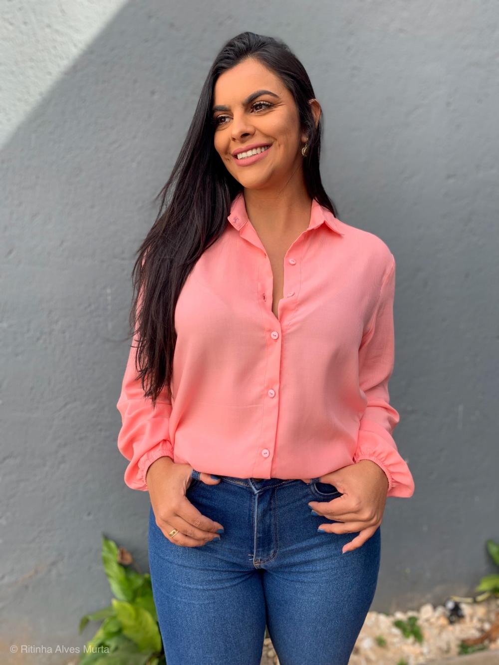 Camisa de manga longa Salmão Carla 