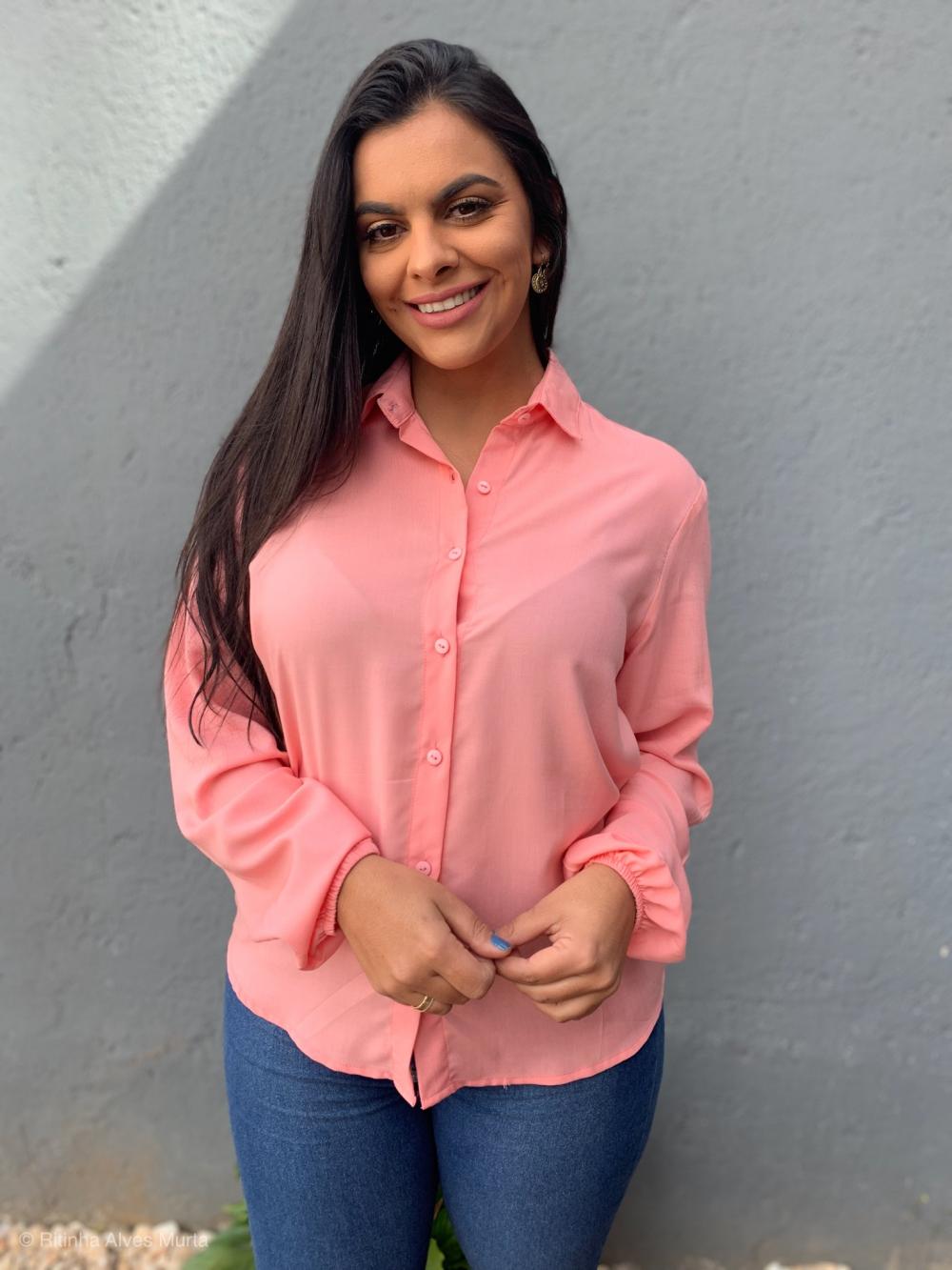 Camisa de manga longa Salmão Carla 