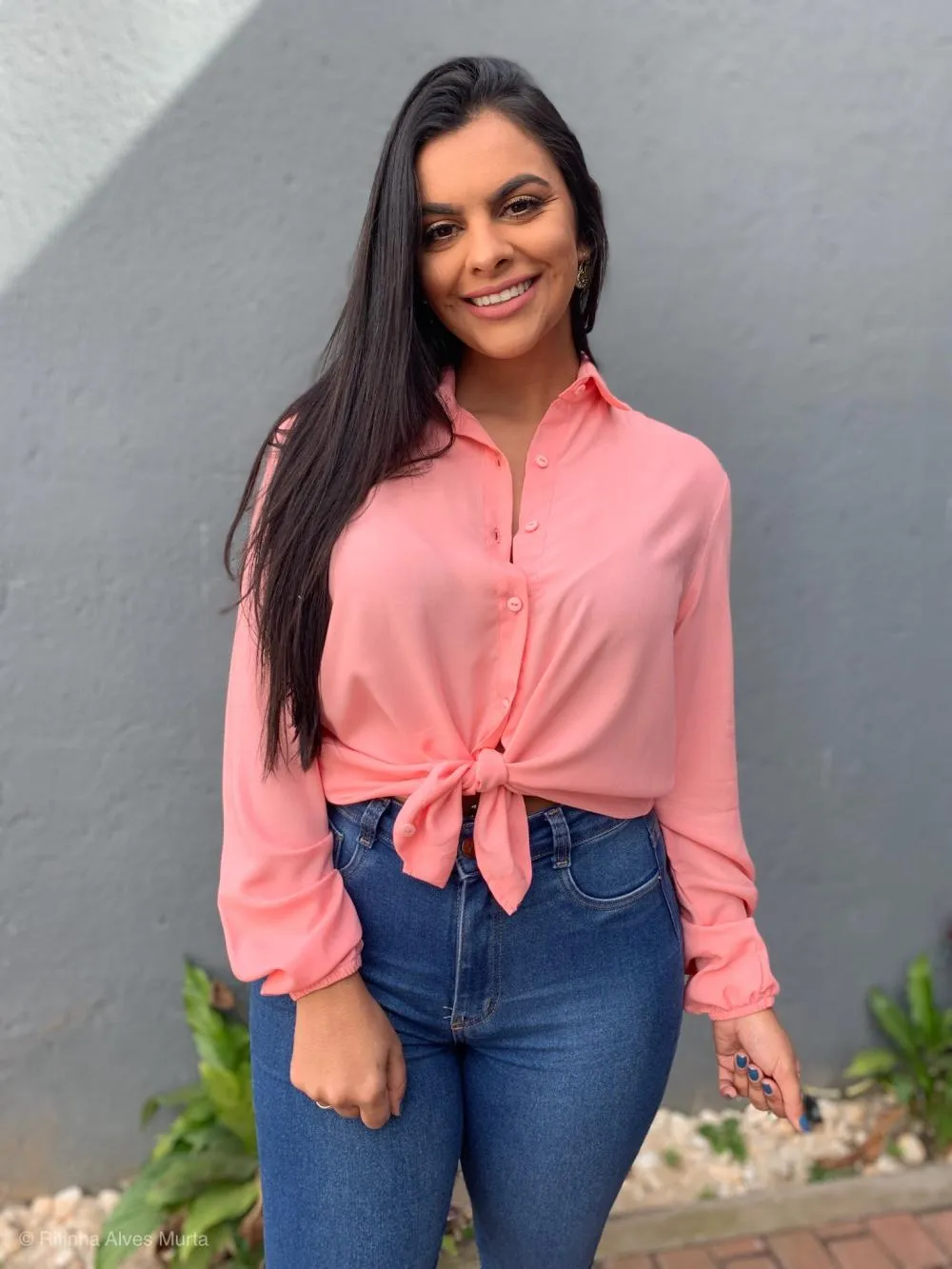 Camisa de manga longa Salmão Carla 