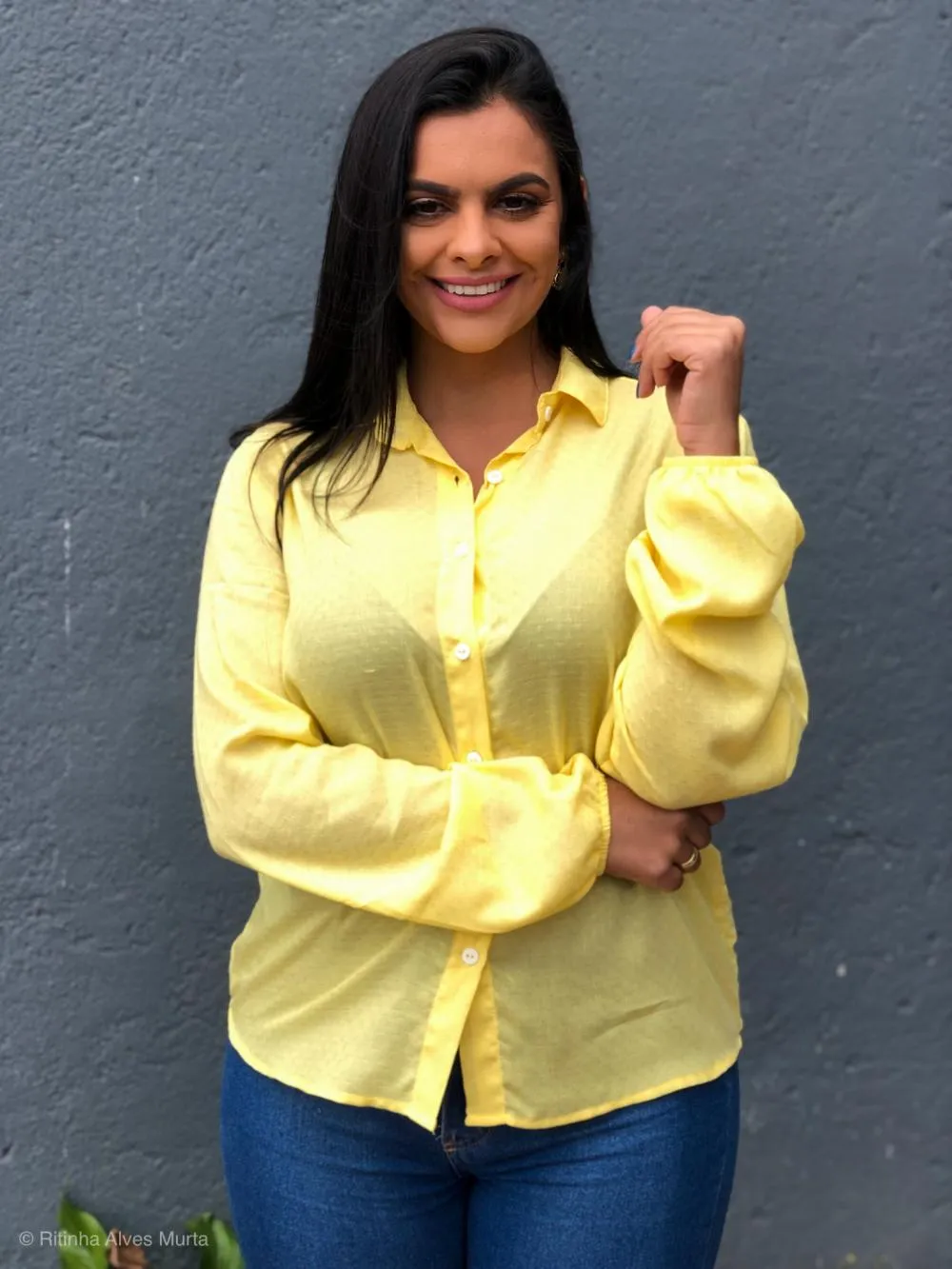 Camisa de manga longa Amarela Carla 
