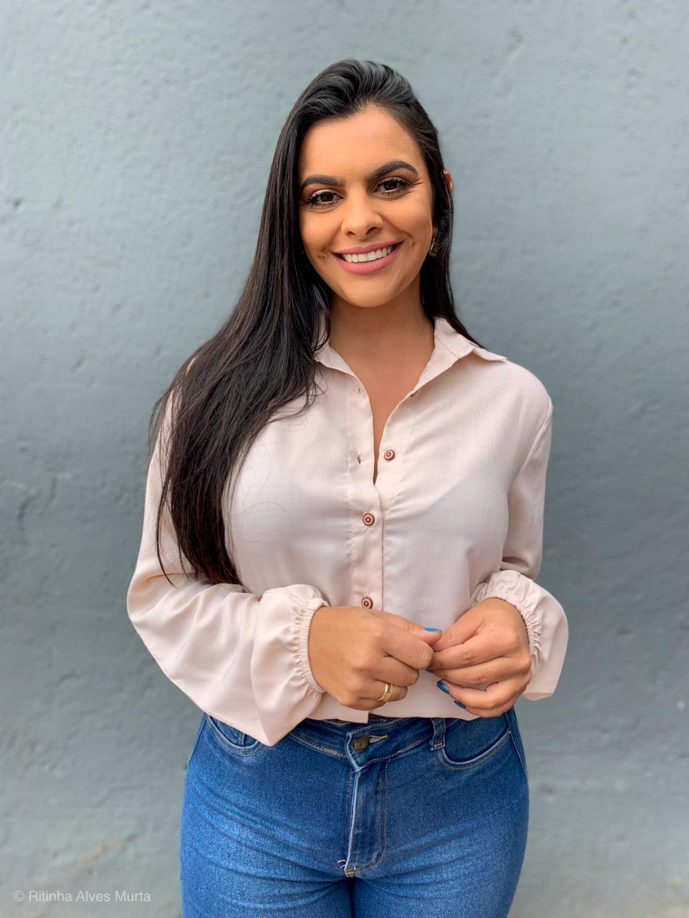 Camisa de manga longa Bege Carla