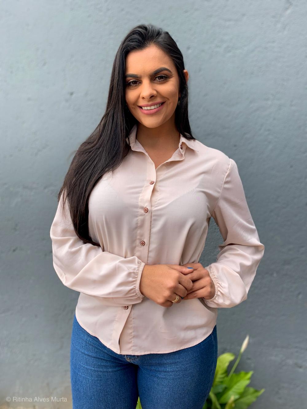 Camisa de manga longa Bege Carla
