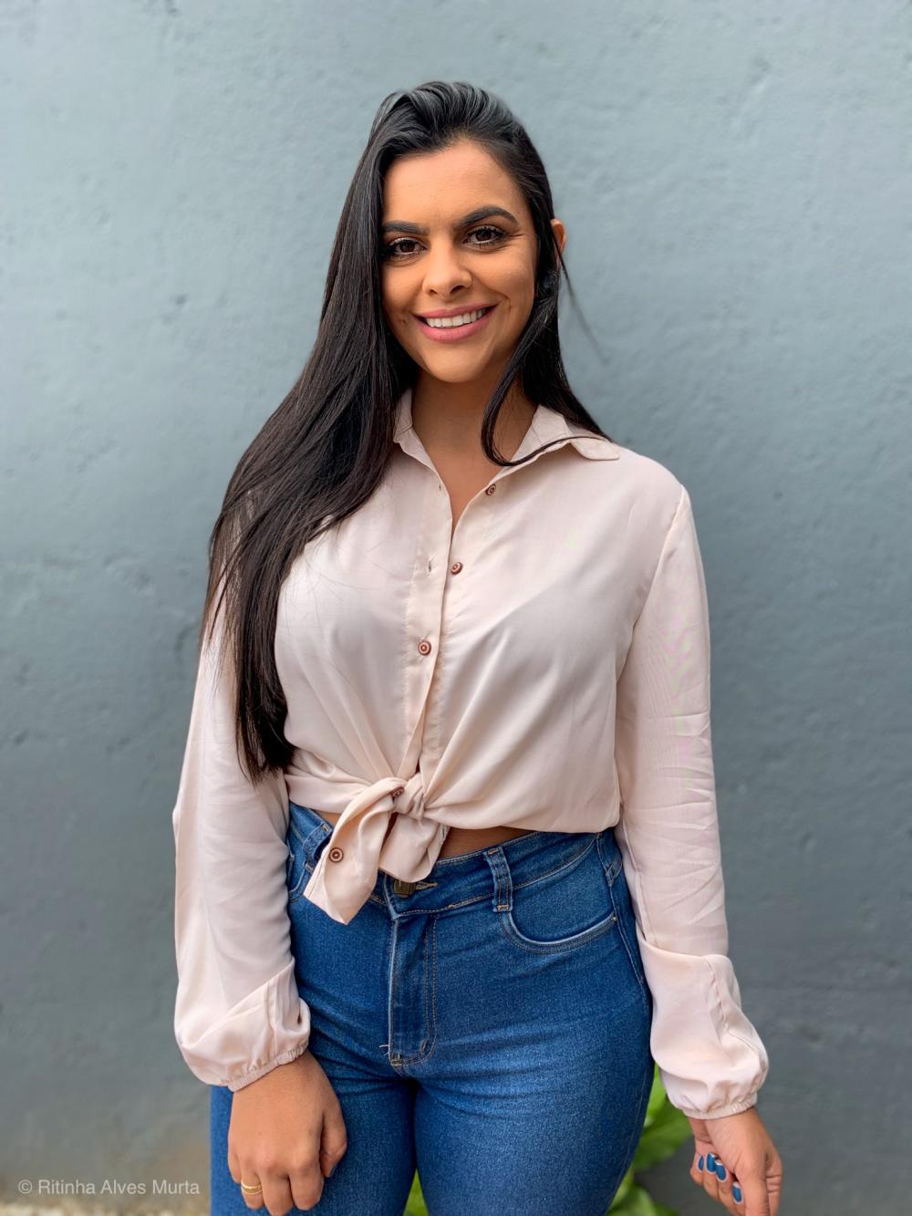 Camisa de manga longa Bege Carla