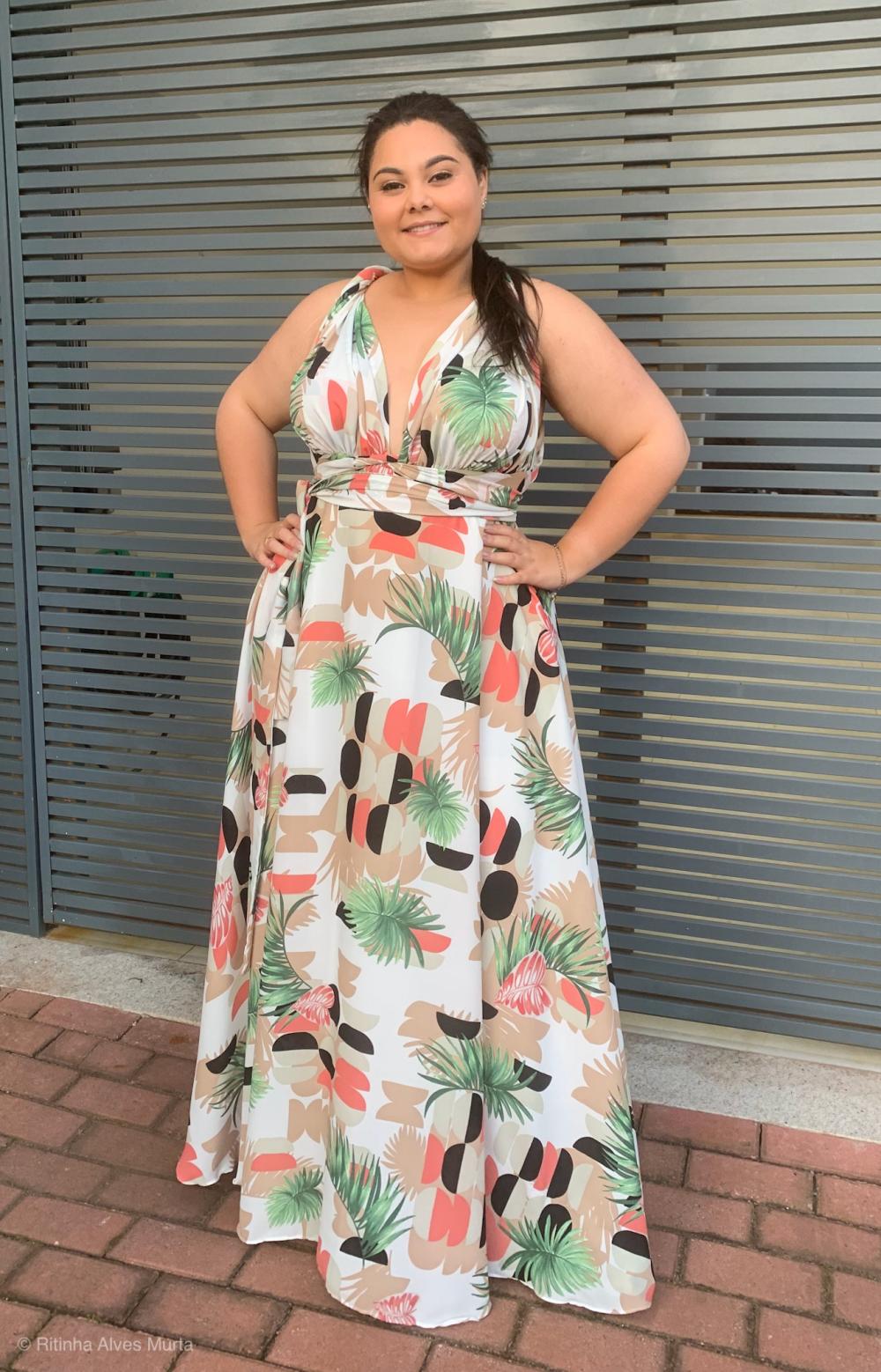 Vestido longo estampado Multiformas Anathan 
