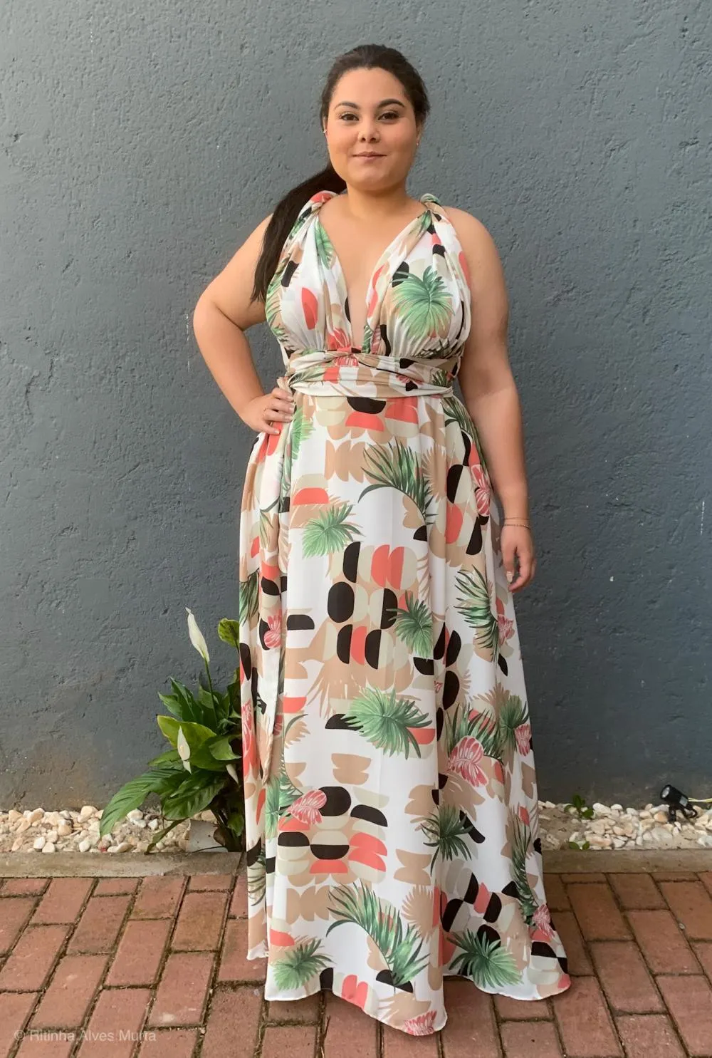 Vestido longo estampado Multiformas Anathan 