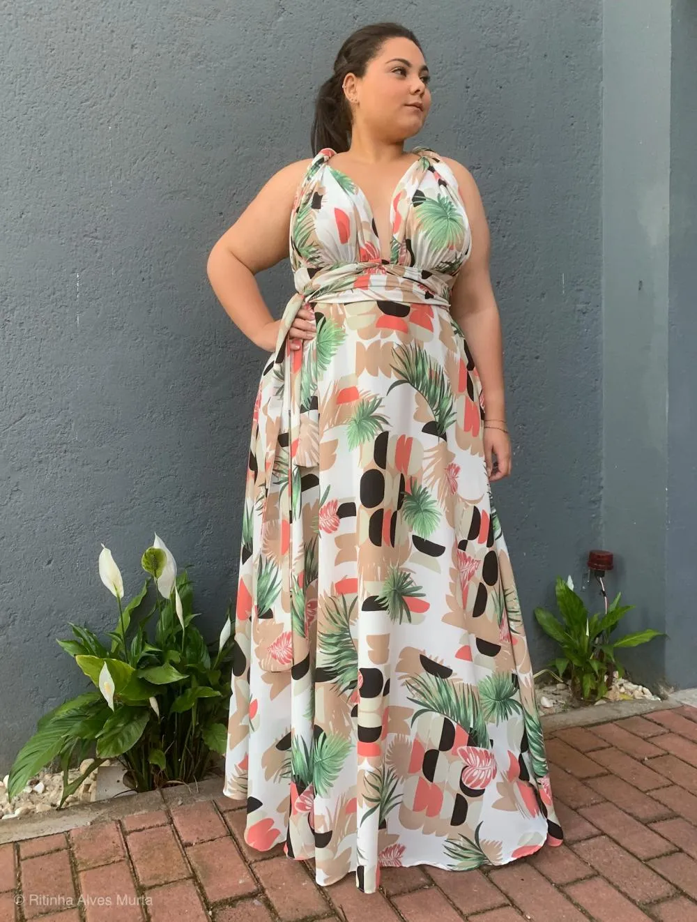 Vestido longo estampado Multiformas Anathan 