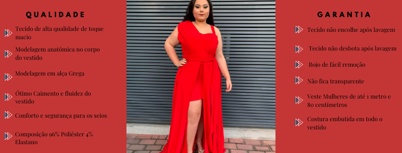 Vestido Madrinha Casamento Vermelho Plus Size Areta