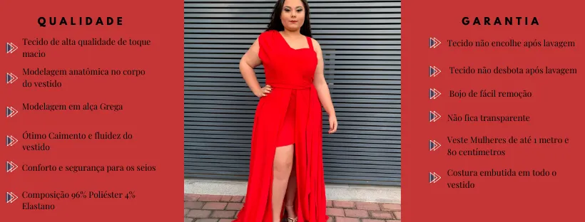 Vestido Madrinha Casamento Vermelho Plus Size Areta