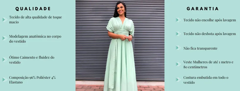 Vestido Madrinha de Casamento Verde Menta Multiformas Anathan