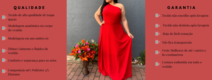 Vestido Madrinha Casamento Vermelho Plus Size 
