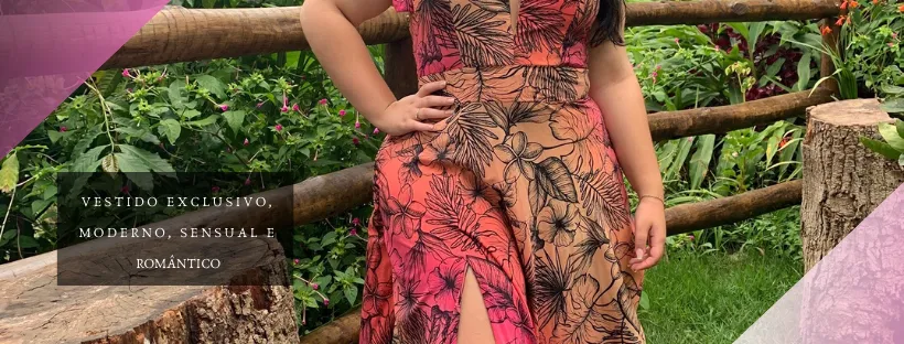 Vestido Madrinha de Casamento Estampado com decote Ana Julia 