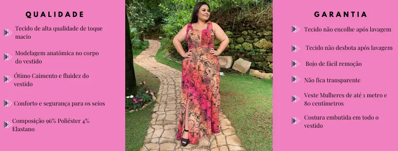 Vestido Madrinha de Casamento Estampado com decote Ana Julia 