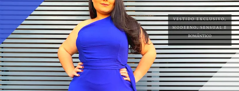 Vestido Longo Azul Royal Sober Plus size com Fenda 
