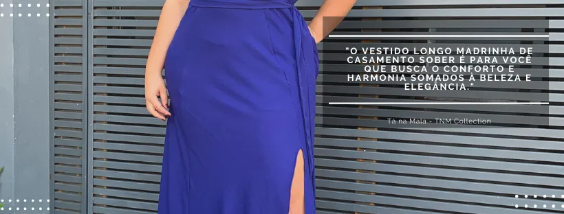 Vestido Longo Azul Royal Sober Plus size com Fenda 