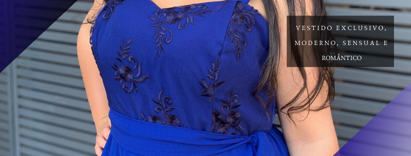 Vestido Simples Madri Azul Royal