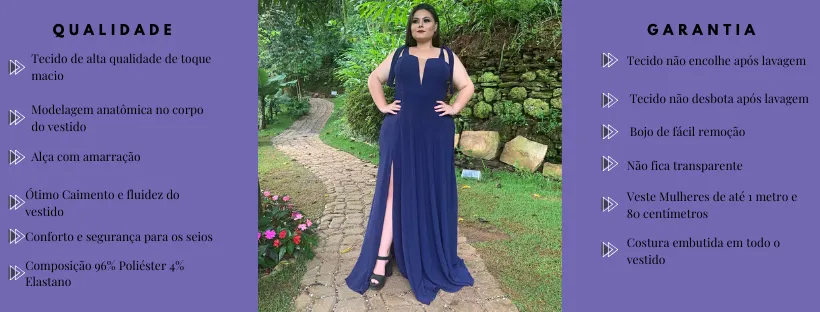 Vestido Madrinha de Casamento Azul Marinho com decote Ana Julia 