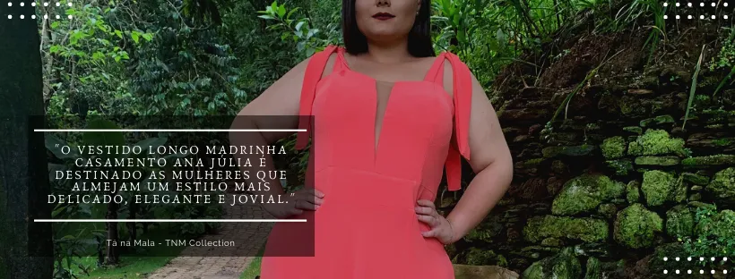 Vestido Madrinha de Casamento Coral com decote Ana Julia 