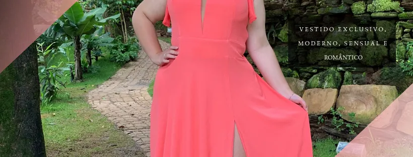 Vestido Madrinha de Casamento Coral com decote Ana Julia 
