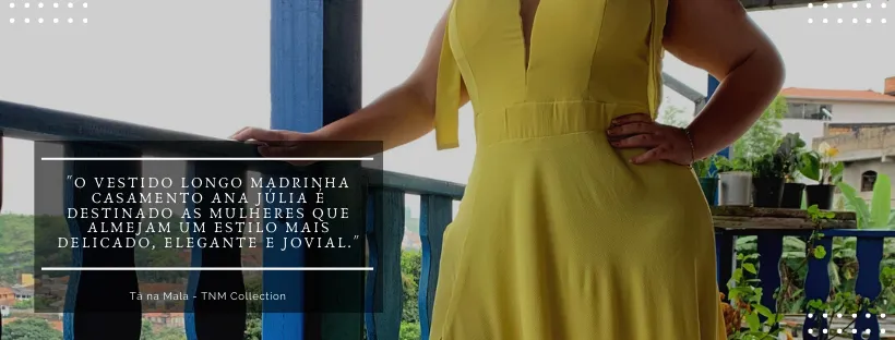 Vestido Madrinha de Casamento Amarelo com decote Ana Julia 