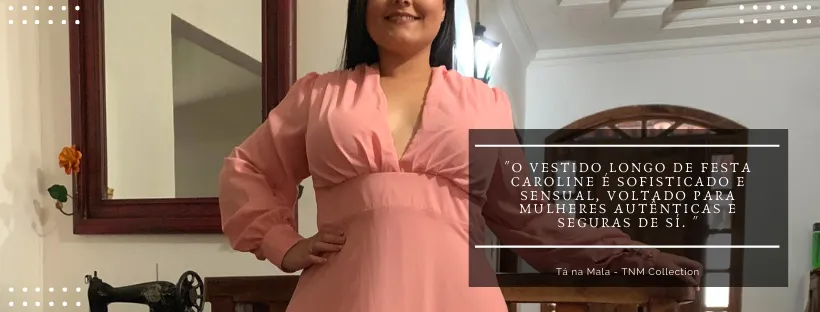 Vestido Longo de Festa Caroline Rosa Chiclete