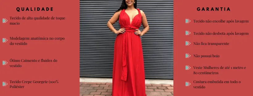 Vestido Madrinha de Casamento Vermelho Multiformas Anathan