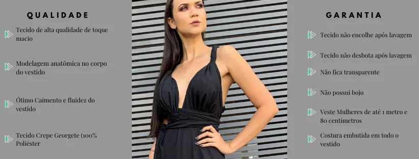 Vestido Madrinha de Casamento Multiformas Preto Anathan