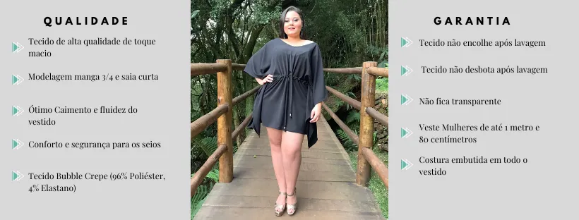 Vestido Curto Kimono Cibele Preto