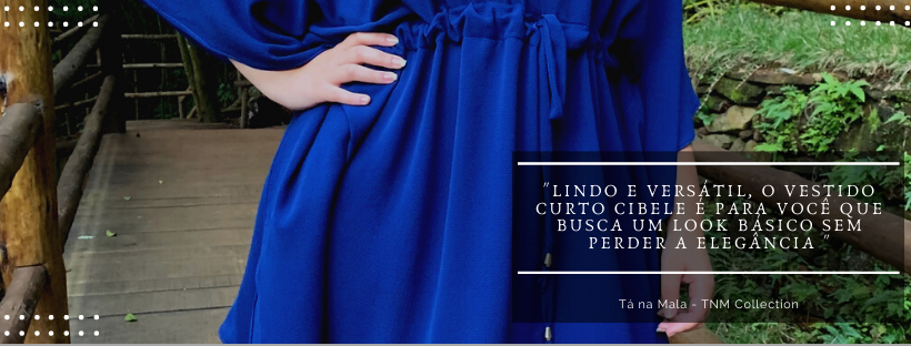 Vestido Curto Kimono Cibele Azul Marinho