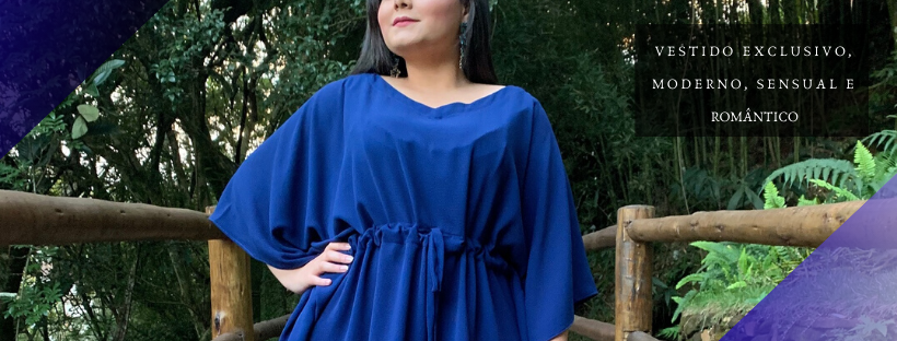 Vestido Curto Kimono Cibele Azul Marinho