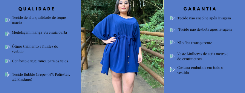 Vestido Curto Kimono Cibele Azul Marinho