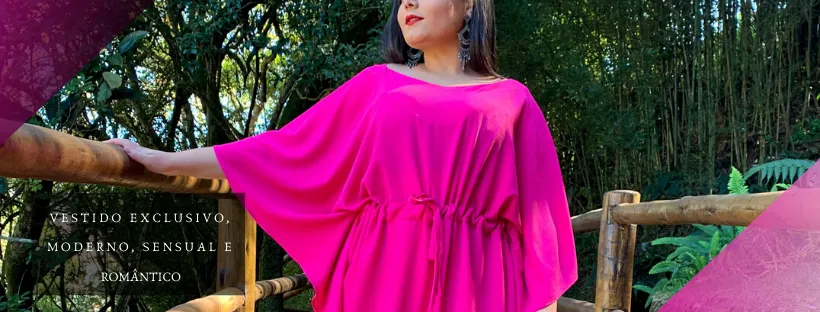 Vestido Curto Kimono Cibele Rosa Pink