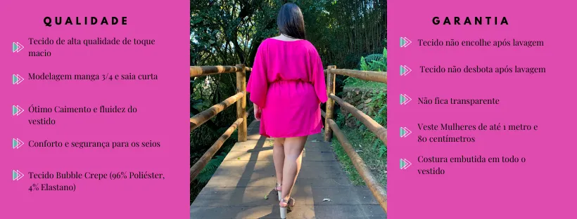 Vestido Curto Kimono Cibele Rosa Pink