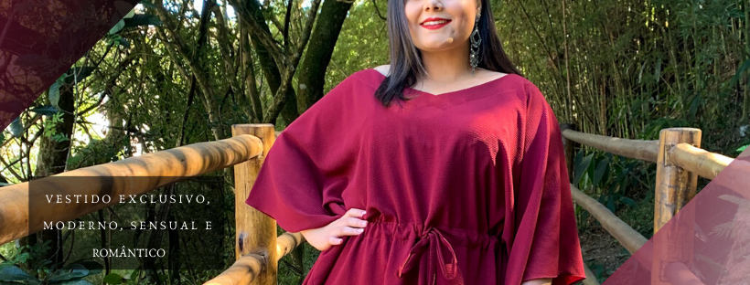 Vestido Curto Kimono Cibele Marsala