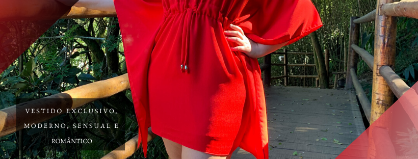Vestido Curto Kimono Cibele Vermelho
