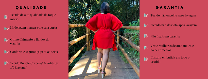 Vestido Curto Kimono Cibele Vermelho