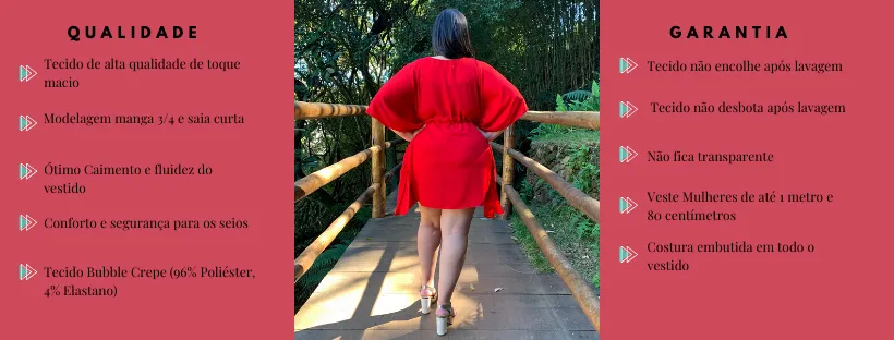 Vestido Curto Kimono Cibele Vermelho
