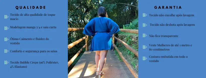 Vestido Curto Kimono Cibele Azul Turquesa