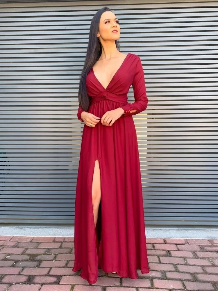 Vestido Madrinha de Casamento Amanda Marsala