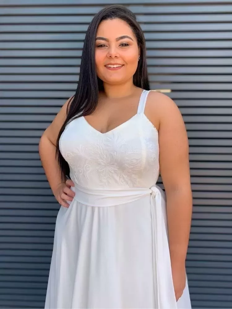 Vestido de noivas Simples Off White Madri 