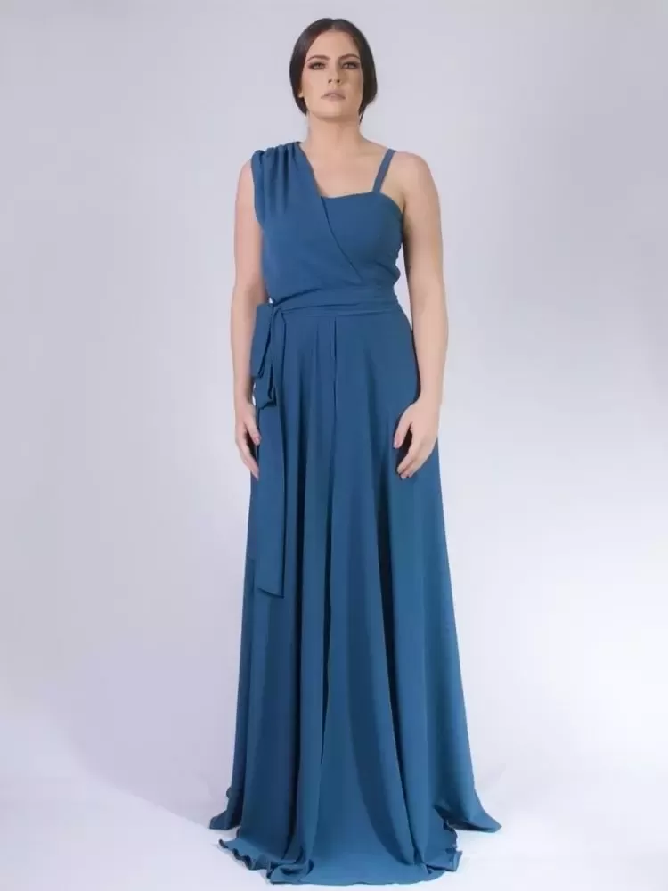 Vestido Madrinha Casamento Azul Petróleo Plus Size Areta