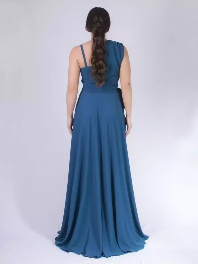 Vestido Madrinha Casamento Azul Petróleo Plus Size Areta